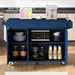 K&K 53.2'' Kitchen Island with Drop Leaf, Kitchen Storage Cart with Spice Rack, Towel Rack and 2 Drawers, Rolling Kitchen Island on Wheels with Adjustable Shelves for Kitchen, Dining Room, Navy Blue