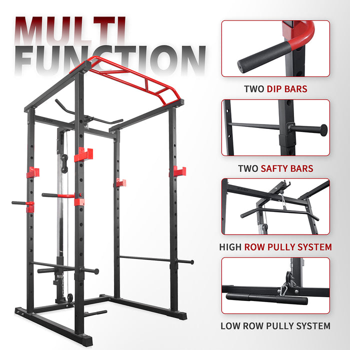 Multi-functional Power Cage,Home Adjustable Pullup Squat Rack 1000Lbs Capacity Comprehensive Fitness Barbell Rack - DTYStore