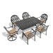 7-Piece All-Weather Cast Aluminum Dining Set, Include 2 Swivel Chairs,4 Dining Chairs and Rectangular Table With Black Frame - DTYStore