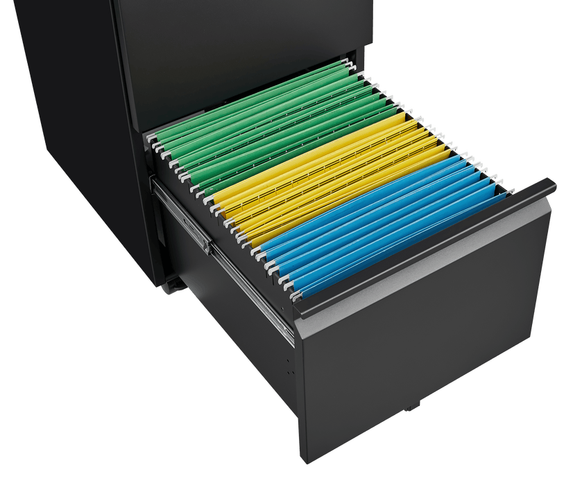 2 Drawer File Cabinet with Lock, Metal Under Desk Rolling Filing Cabinet fits Letter/Legal/A4 Size for Home Office, Mobile Filing Cabinet, Assemble Required, Black - DTYStore