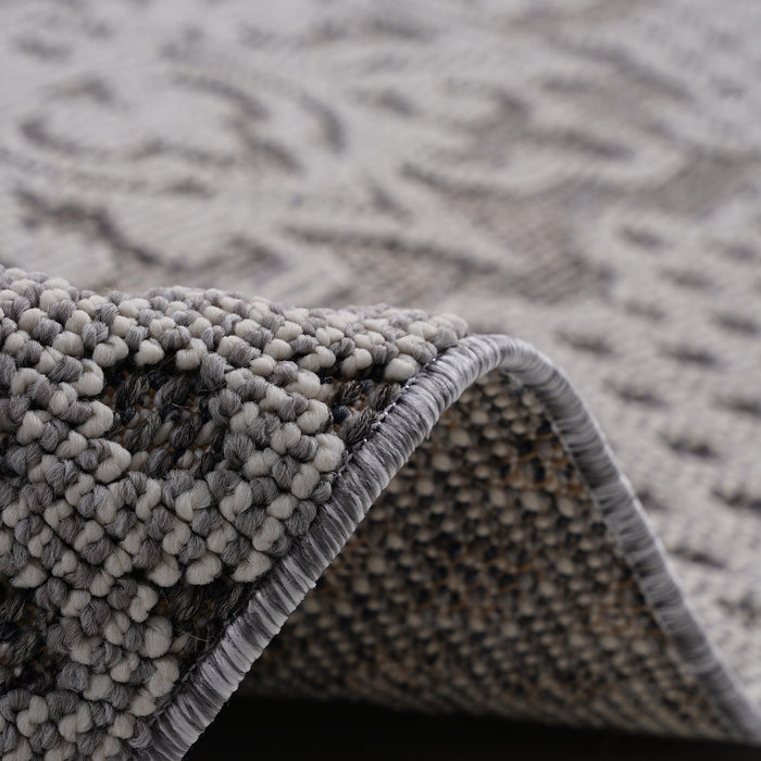 DTY Signature Collection 5X7 Gray/White /Medallion Indoor/Outdoor Area Rug - DTYStore