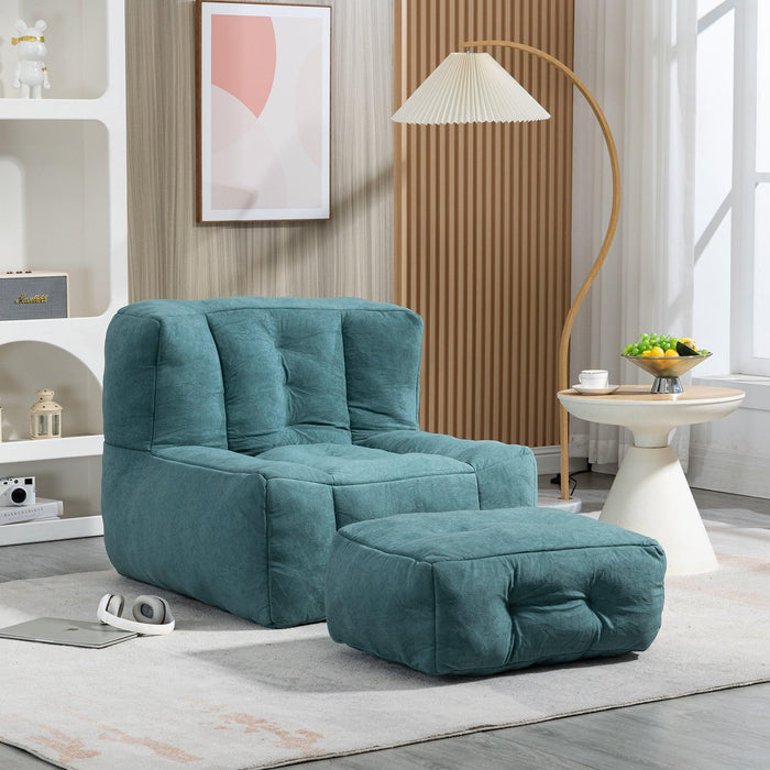 Fluffy bean bag chair, comfortable bean bag for adults and children, super soft lazy sofa chair with memory foam and ottoman, indoor modern focus bean bag chair for living room, bedroom, apartment - DTYStore