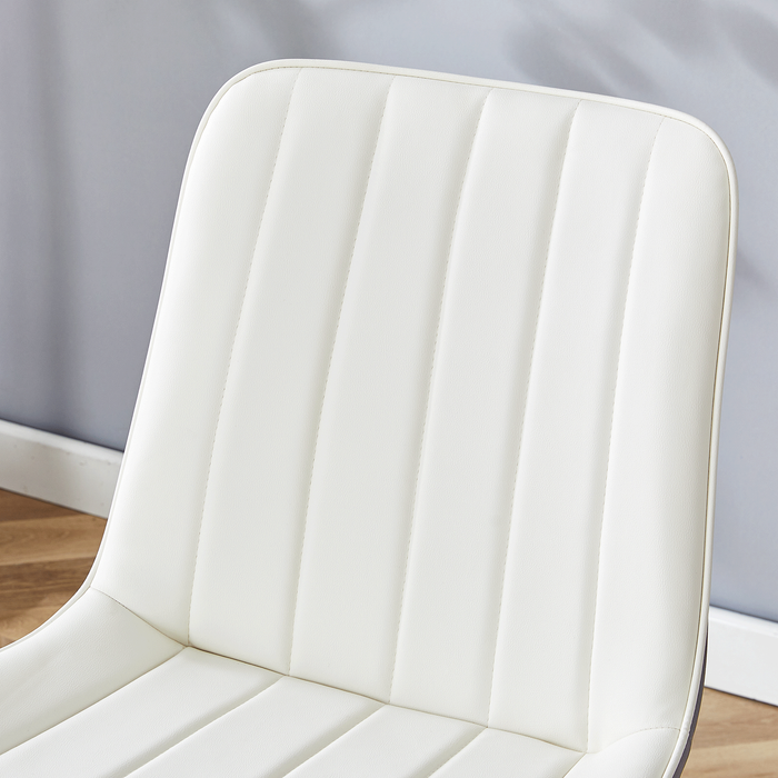 Extended Seat Cushion PU Dining Chair Set - Four Pieces.Smooth line design.Can integrate well into various modern home decoration styles.White and Dark Gray Splicing Colors. - DTYStore
