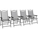 Outsunny Folding Patio Chairs, Set of 4 Sports Chairs for Adults, Camping Chairs with Armrests, Breathable Mesh Fabric Seat for Lawn, Gray - DTYStore