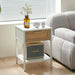15.74" Rattan End table with drawer, Modern nightstand, metal legs,side table for living room, bedroom,white(1 pc) - DTYStore