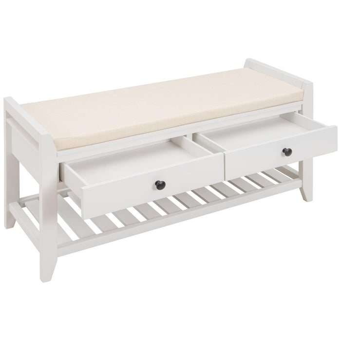 Shoe Rack with Cushioned Seat and Drawers, Multipurpose Entryway Storage Bench