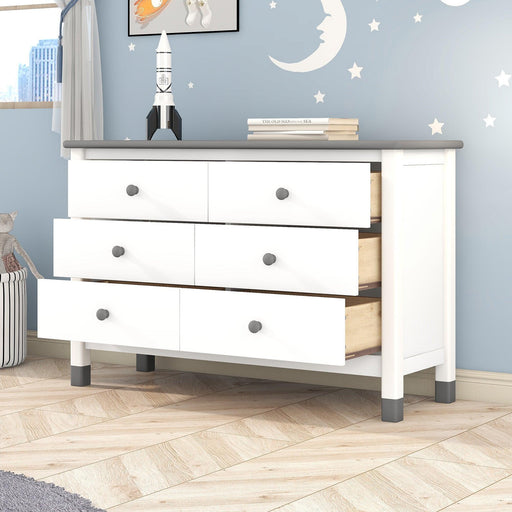 Wooden Storage Dresser with 6 Drawers, Storage Cabinet for Kids Bedroom - DTYStore