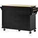 Kitchen cart with Rubber wood desktop rolling mobile kitchen island with storage and 5 draws 53 Inch length (Black)