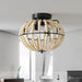 Beaded Fan lamp Wood Beaded Chandelier Oak White - DTYStore