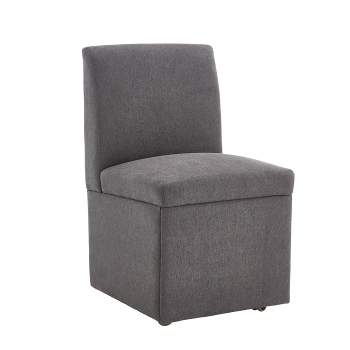 360 Degree Swivel Upholstered Dining Chairs Set of 2 Swivel Dining Room Chairs Kitchen Chairs Casters & Storage Comfy Modern Rolling Chair for Living Room Fabric Armless Chair - DTYStore