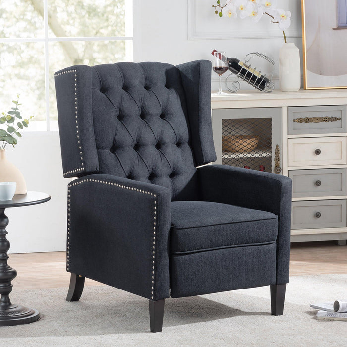 Manual Wing Chair Recliner - 27.16" Wide Comfort and Style for Your Living Space Black