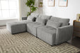 113.3" Convertible Sectional Sofa Couch 3-Seat L-Shaped with Movable Ottoman and USB