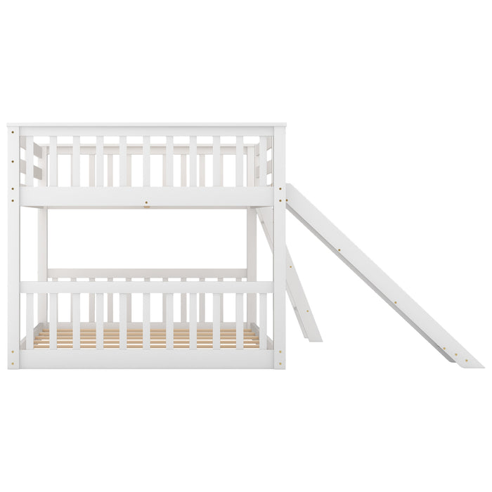 Full over Full Bunk Bed with Convertible Slide and Ladder, White(Old SKU: GX000708AAK) - DTYStore