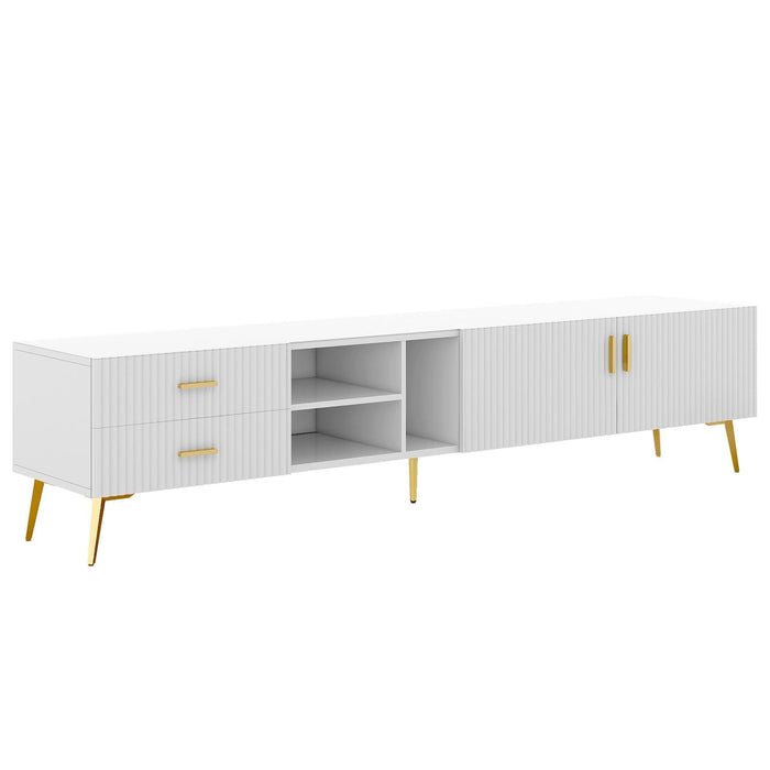 Modern TV Stand with 5 Champagne Legs - Durable, Stylish, Spacious Storage for TVs up to 77"