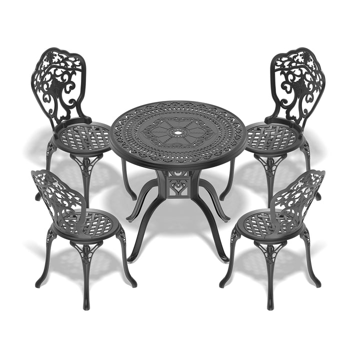 5-Piece Set Of All-Weather Cast Aluminum Dining Furniture Set With Black Frame - DTYStore