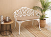 Tulip Patio Garden Bench Metal Park Bench Cast Aluminum Outdoor Furniture with Floral Rose for Patio,Park,Lawn,Yard 
with cushion - DTYStore