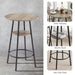 Round Bar Stool Set With Shelf, Upholstered Stool With Backrest Grey, 23.62'' W x 23.62'' D x 35.43'' H.