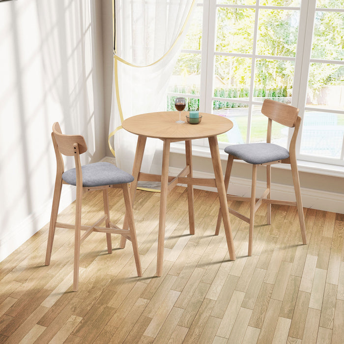 Wooden Bar Chairs Set of 2, Modern Soft Upholstered Kitchen Island Chairs, Counter Height Stool with Backrest,Wooden Frame Chairs with Footrest for Pub,Living Room,Restaurant,OAK - DTYStore