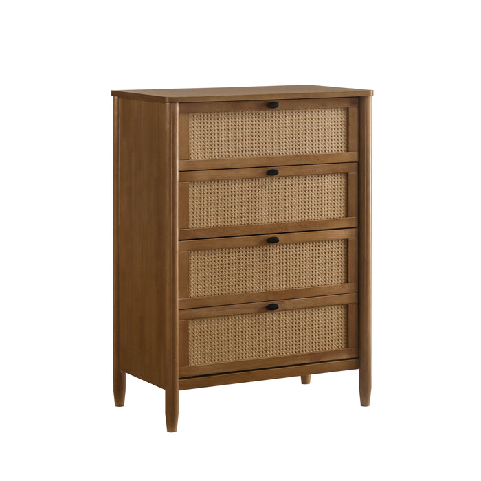 Vichy Wood and Rattan 4-Drawer Chest - DTYStore