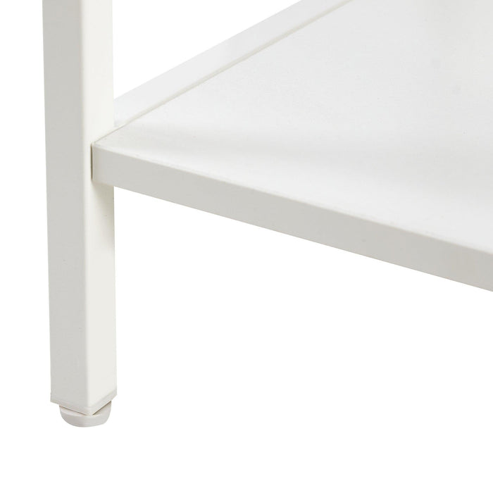 15.74" Rattan End table with drawer, Modern nightstand, metal legs,side table for living room, bedroom,white(1 pc) - DTYStore