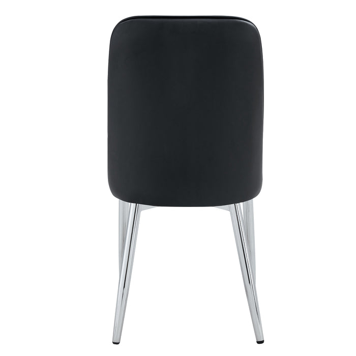 2 modern dining chairs, smooth PU leather backrest and silver-toned metal legs for a comfortable home experience for kitchens, bedrooms and offices. - DTYStore