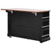 53'' Farmhouse Kitchen Island with Two Tempered Glass Cabinet Doors, Power Outlet, Rolling Kitchen Cart on Wheels with Drop Leaf, 5 Open Side Racks, 3 Drawers, for Kitchen, Dining Room, Black - DTYStore