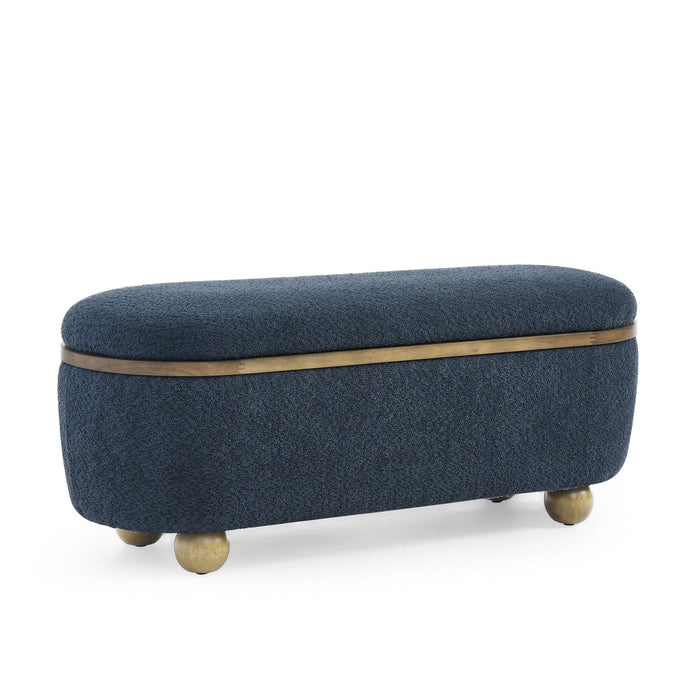 Storage Ottoman Bench, Upholstered End of Bed Ottoman Bench with Storage and Seating, Large Blanket Storage Bench for Foot Rest in Bedroom, Living Room, Entryway, Dark blue