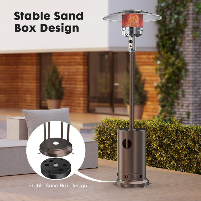 48,000 BTU Propane Patio Heater with Tabletop, Double-Layer Stainless Steel Burner and Safety Protection System, Outdoor Patio Heater with Wheels for Home&Commercial Use in Backyard, Garden