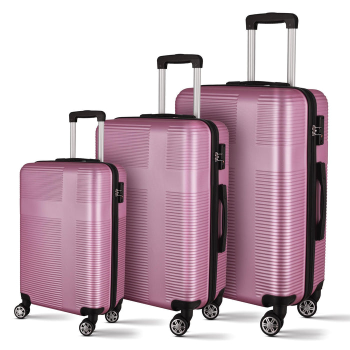 3 Piece Lightweight Luggage Set with TSA Lock, Durable Spinner Wheels and Hooks, Cross Striped