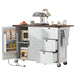54.5" Farmhouse Kitchen Island with Power Outlet, Kitchen Storage Island with Internal Storage Rack, Drop Leaf, Spice Rack, Rolling Kitchen Cart on Wheels, for Home, Kitchen and Dining Room,White - DTYStore
