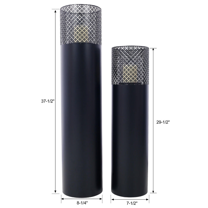 Lantern Column, Set of 2, Decorative Column for Garden in Industrial Design, Lantern for Outdoor and Indoor, Lantern Including Candles, Oriental, 37 1/2+ 29 1/2 in - DTYStore