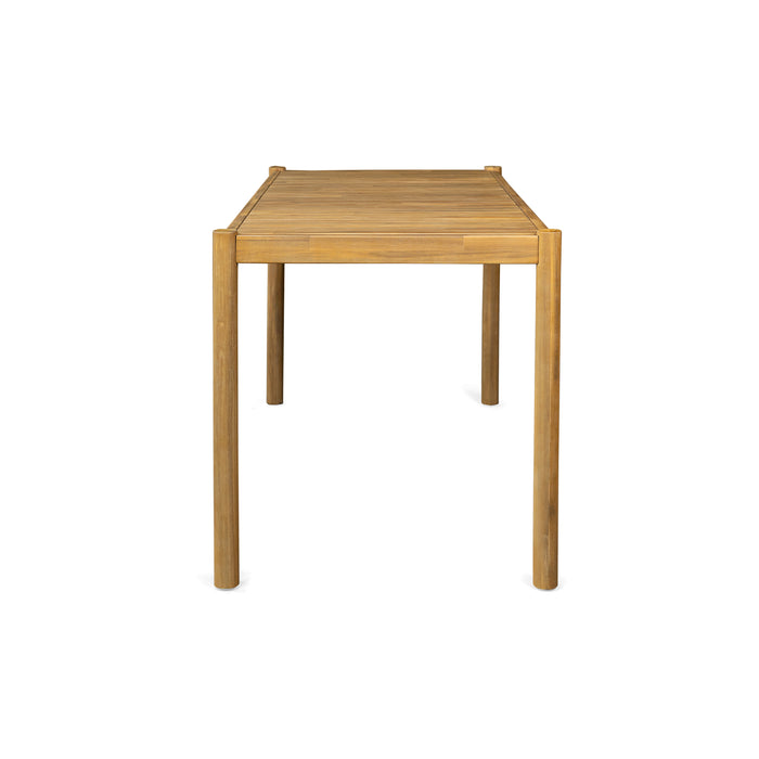 Acacia Wood Outdoor Dining Set of 5, Dining Furniture Set with 1 Table 4 Chairs, Teak and Beige - DTYStore
