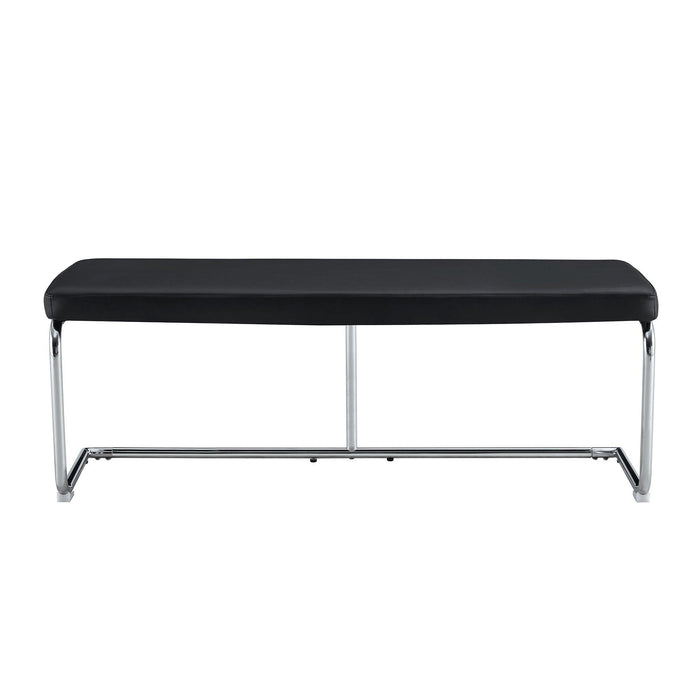 Black shoe changing bench silver metal legs, sofa bench dining chair, suitable for bedroom fitting room, storage room, dining room, and living room.