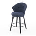 008-Wing Back Swivel Bar Stools Set of 2 - 25' Counter Height Adjustable Stools with Solid Wood Legs & Chenille Upholstery, Leveling Feet for Kitchen Island, Home Pub or Dining Room, Blue - DTYStore