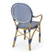 Outdoor PE Rattan and Aluminum 3 Piece French Bistro Set, Dark Teal & White, and Bamboo Finish - DTYStore