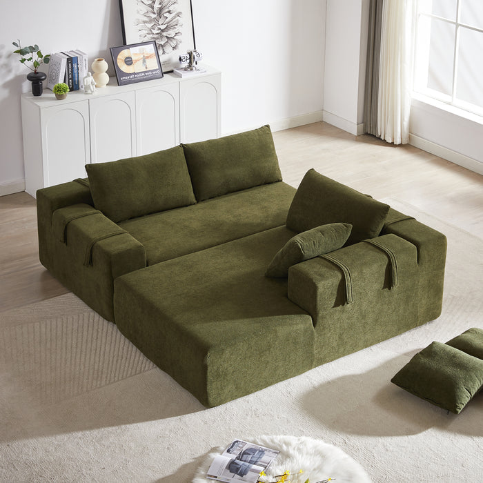 Modern Chenille Upholstered Sectional Sofa Couch Set,Modular 108" L Shaped Sectional Living Room Sofa Set With 6 Pillows,Free Combination Sofa Couch for Living Room,Bedroom(Right Chaise) - DTYStore
