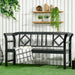 Outsunny Wooden Patio Bench, Outdoor Garden Bench with Backrest and Armrests, 3 Person Porch Bench with Rustic Country Diamond Pattern, Black - DTYStore