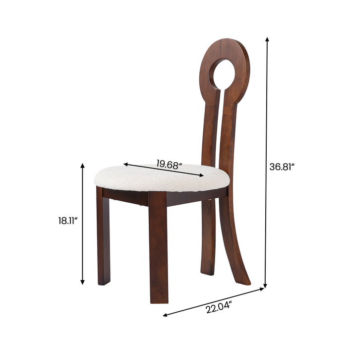 Vintage Rubber Solid Wood Dining Chair, Sheep Plush Dining Chair, Armless Dining Chair, Suitable For Small Home Dressing Room Model Room, Natural(Set Of 2) - DTYStore