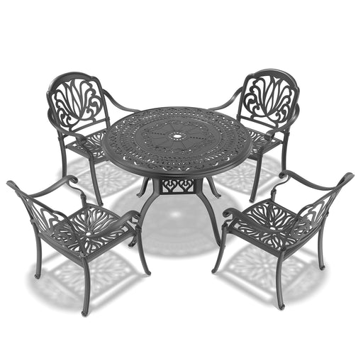 (Cushions In Random Colors)5-Piece Set Of Cast Aluminum Patio Furniture With Cushions - DTYStore