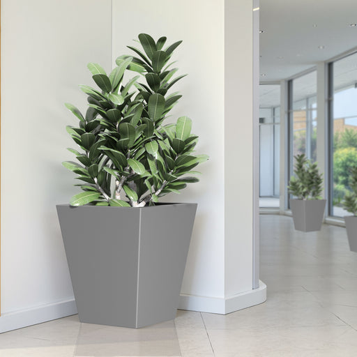 22' H Tall Metal Tapered Planter – Large Outdoor & Indoor Garden Plant Pot with Drainage Hole and Rubber Plug, Stylish Burnished Grey Finish for Home and Patio - DTYStore
