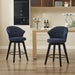 008-Wing Back Swivel Bar Stools Set of 2 - 25' Counter Height Adjustable Stools with Solid Wood Legs & Chenille Upholstery, Leveling Feet for Kitchen Island, Home Pub or Dining Room, Blue - DTYStore