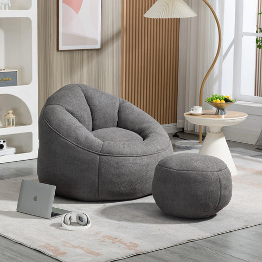 Bedding Bean Bag Sofa Chair High Pressure Foam Bean Bag Chair Adult Material with Padded Foam Padding Compressed Bean Bag With Footrest - DTYStore
