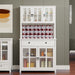 71' Pantry Storage Cabinet with Microwave Oven Countertop, Freestanding Hutch Cabinet with 3 Adjustable Shelves, 5 glass Doors and 1 Large Drawer-White - DTYStore