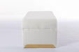 New Boucle Fabric Loveseat Ottoman Footstool Bedroom Bench Shoe Bench With Gold Metal Legs,Ivory White