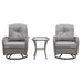 3 Pieces Outdoor Swivel Rocker Patio Chairs, 360 Degree Rocking Patio Conversation Set with Thickened Cushions and Glass Coffee Table for Backyard, Grey - DTYStore
