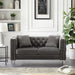 59.4 Inch Wide Grey Velvet Sofa with Jeweled buttons,Square Arm ,2 Pillow