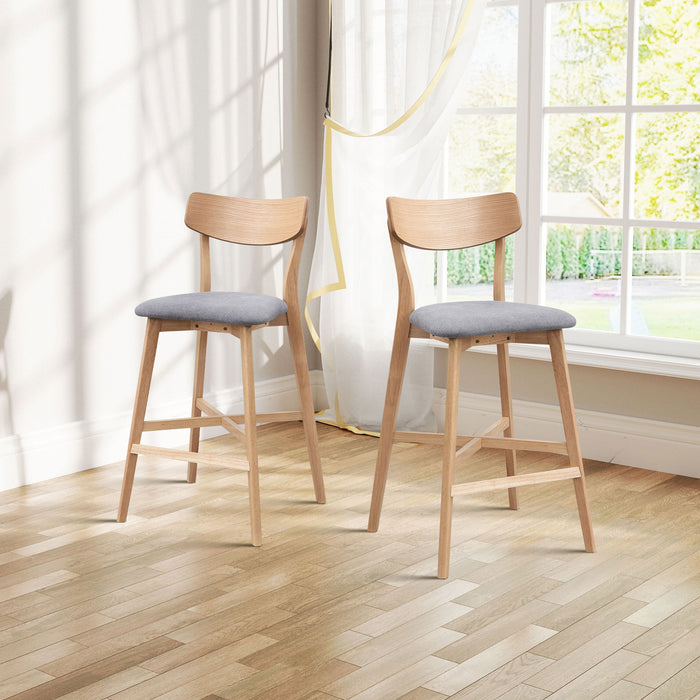 Wooden Bar Chairs Set of 2, Modern Soft Upholstered Kitchen Island Chairs, Counter Height Stool with Backrest,Wooden Frame Chairs with Footrest for Pub,Living Room,Restaurant,OAK - DTYStore