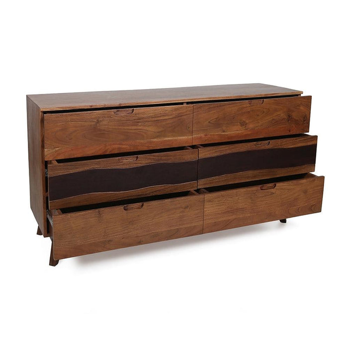 59x16.5x31" Sierra Six Drawer Sideboard, Wood Credenza/Cabinets/Chests/Nightstands