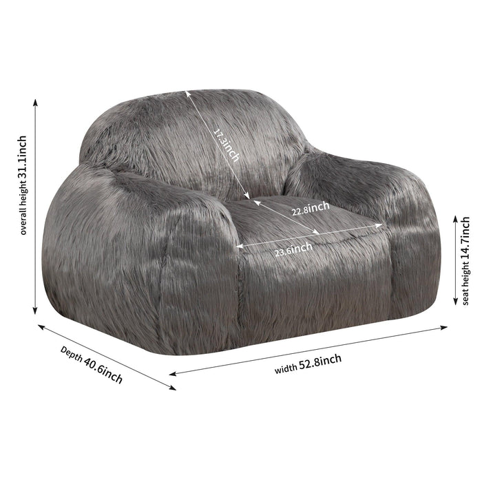 Bean bag chair lazy long hair sofa bean bag chair adult, teen high density foam filled modern focus chair comfortable living room, bedroom chair