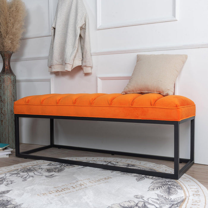 Metal Base Upholstered Bench for Bedroom for Entryway